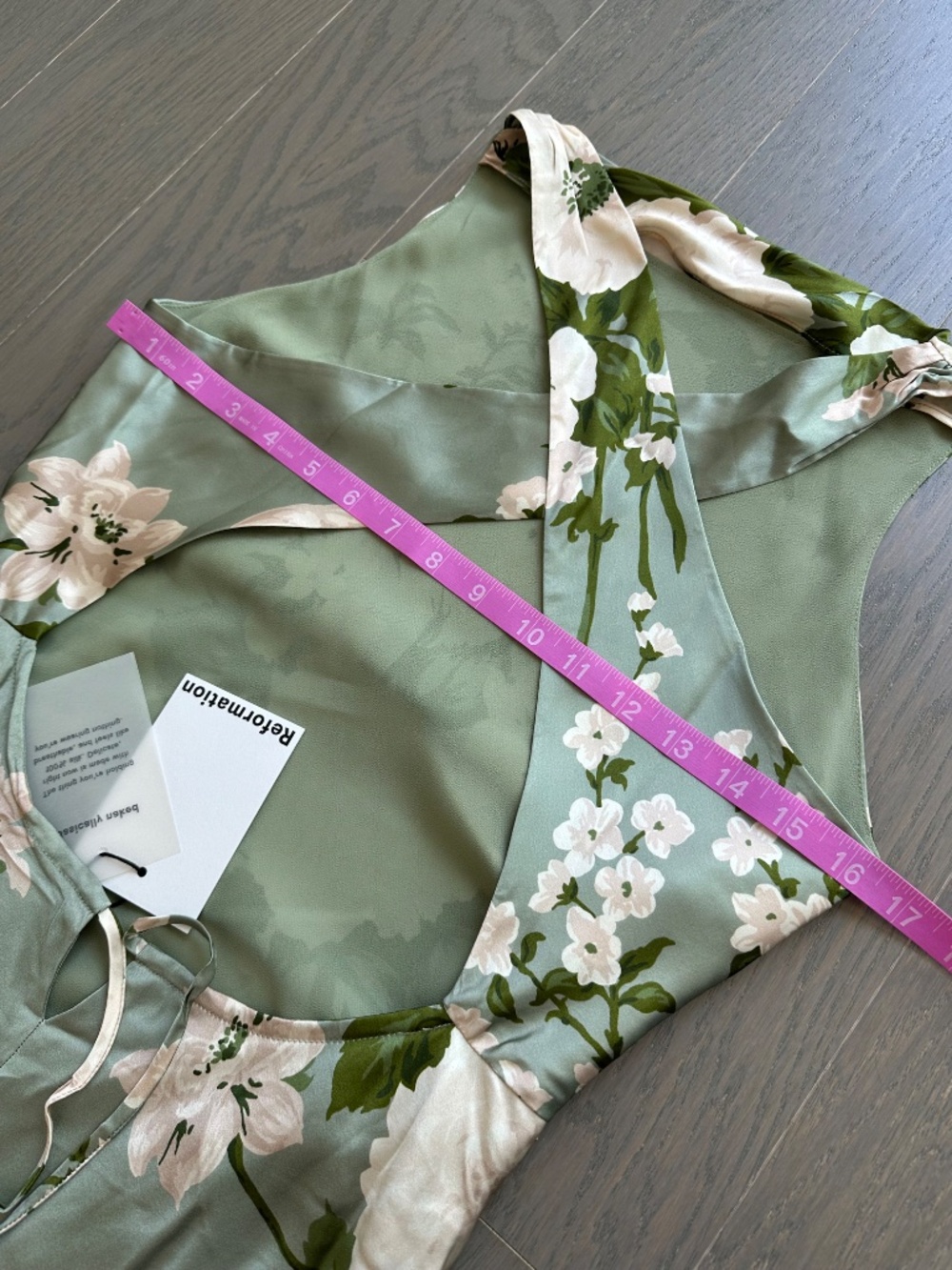 Reformation ANAIIS Silk Maxi Dress Tarragon Green Floral - Size 0 - with tags - Picture 8 of 10